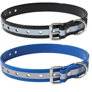 สายรัดคอสุนัขแบบสะท้อนแสง HRRVEE TPU ขนาด 3/4 นิ้ว สีน้ำเงิน-ดำ สำหรับปลอกคอฝึกสัตว์เลี้ยงแบบไร้สายและควบคุมการเห่า - Product Image 1