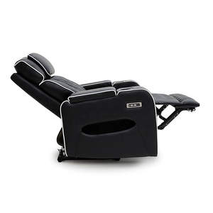 Fauteuil inclinable électrique en cuir Geeksofa pour home cinéma avec rangement dans les accoudoirs et porte-gobelets pour salon - Product Image 3