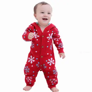 Fábrica DO OEM Do Floco De Neve de Ano Novo Romper Do Bebê Roupa Do Natal Do Bebê Com Capuz