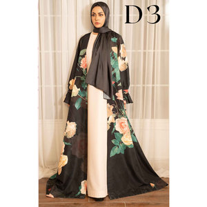 Professional 2026 New Design Summer Polyester Flower Print Open <b>Abaya</b> Islamic Clothing Long Elegant Modest Muslim Dress <b>Women</b> - Product Image 1