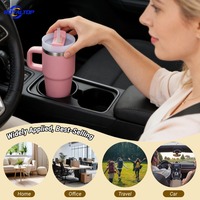Ensemble de gobelets isothermes à vide personnalisés de 600 ml/20 oz pour le voyage et la voiture, avec paille et poignée