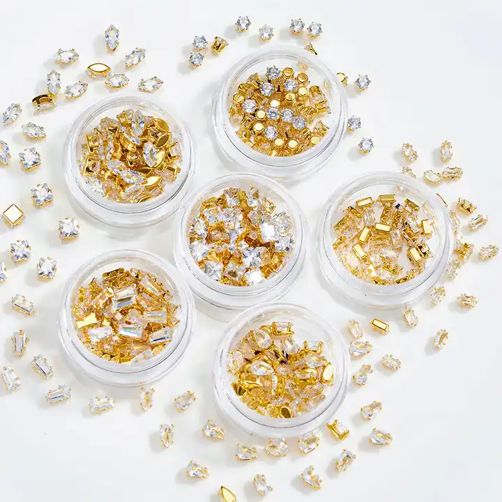 50pcs Zircon Rhinestones Nail Charms Sparkle Flatback Diamonds For