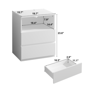 End Table Set Of 2 With 2 Drawers Storage Cabinet Modern Wood <b>Side</b> Table For Living Room Sofa Chair - Product Image 4