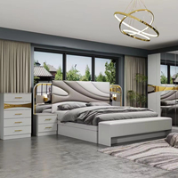 Ensemble de chambre à coucher moderne en MDF et bois, lit double king size, mobilier de maison simple et moderne, vente en gros à prix abordable
