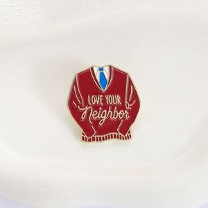 Broches en métal en gros, style dessin animé, minimalistes et élégantes, pour pulls rouges, badges créatifs MISTER ROGERS, pour les marchés européens et américains - Product Image 3