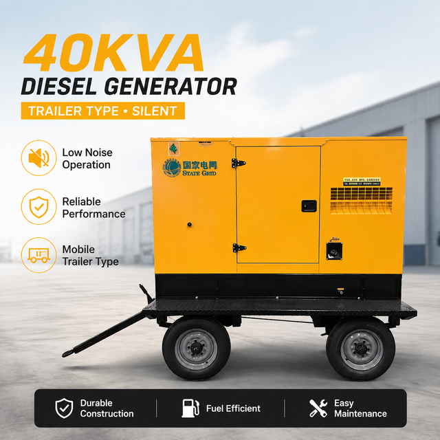40kVA 50KVA Silent Diesel Generator with Trailer 3 Phase Mobile Standby Power Water Cooled Electric Start Genset