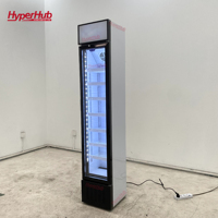 Vitrine réfrigérée mince pour boissons, avec logo personnalisé, éclairage LED couleur et refroidissement direct par ventilateur, idéale pour mini-marchés, salons de coiffure et cafés