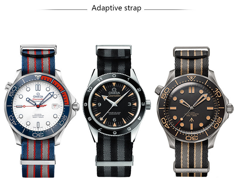 Breathable Watchband 007 Nylon Canvas Strap Original Haima 300 Ghost Party Super Series 20mm for