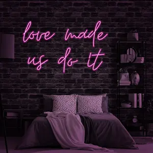 Drop Shipping Cardboard Acrylic Letters Love Made Us Do It Words Neon Wedding Signs Lights