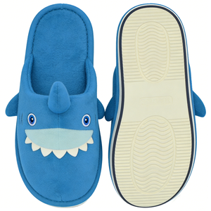 Pantuflas de tiburón personalizadas para niños, pantuflas de tiburón azul para casa, pantuflas de tiburón de peluche para niños, pantuflas de tiburón de dibujos animados con punta abierta - Product Image 4