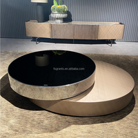 Table basse ronde à bout réglable meubles en acier inoxydable double table basse rotative moderne de luxe en laiton pour le salon