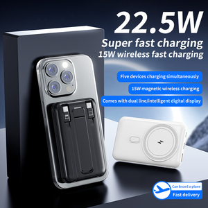 Vendere bene 10000mAh PD 22.5W <span class=keywords><strong>ricarica</strong></span> rapida magnetico <span class=keywords><strong>Wireless</strong></span> 15W portatile Power Bank cavi incorporati <span class=keywords><strong>con</strong></span> supporto per <span class=keywords><strong>telefoni</strong></span> - Product Image 3