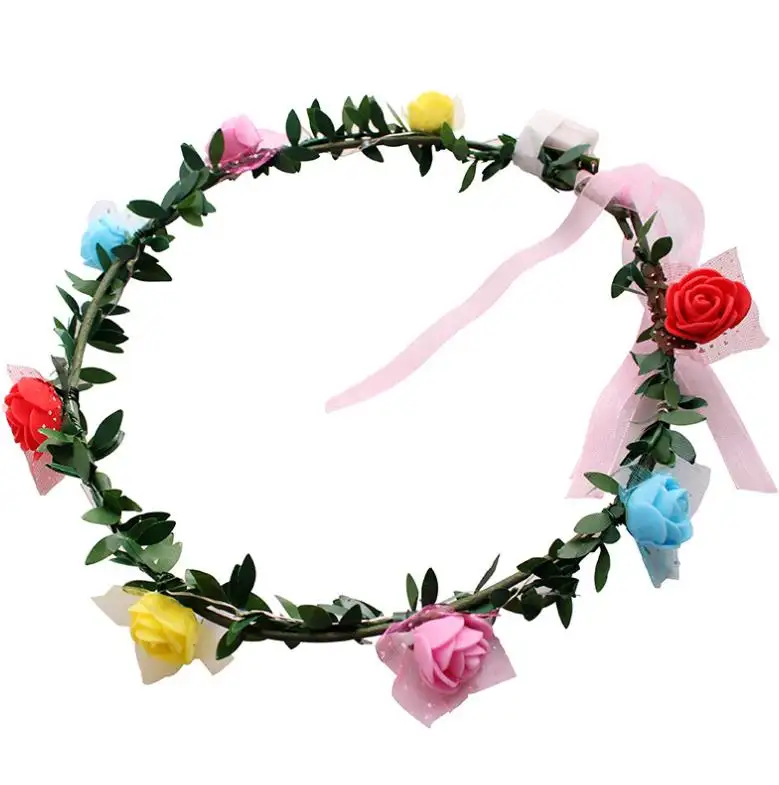 LED Flower Headband Light Up Foam Rose Wreath Crown Rave Party copricapo luminoso Holiday Birthday Wedding Beach Photo puntelli