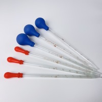 Burette de verre 0.5ml 1ml 2ml 3ml 5ml 10ml Pipette liquide Pasteur en verre compte-gouttes graduée avec tête d'ampoule en caoutchouc