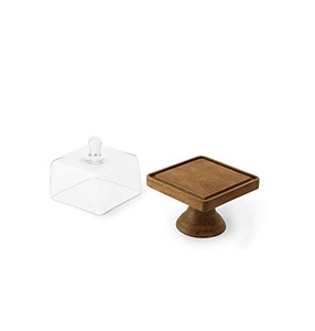 Support à gâteau en bois massif carré, artisanat en laiton de perfection, nouvellement arrivé, fait à la main, écologique, design haut de gamme, finition polie - Product Image 2