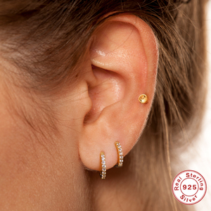 Clous de piercing pour nombril en argent sterling S925, finition brillante, à dos plat, filetés, 16G - Product Image 4