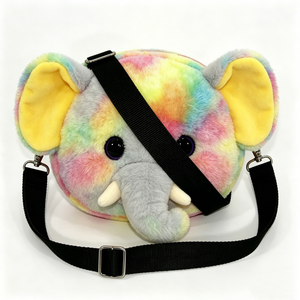 Customized Rainbow <b>Elephant</b> Plush Crossbody Sling Bag Colorful <b>Elephant</b> Face Design Fuzzy Material Halloween Use Unisex for - Product Image 2
