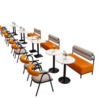 Table à manger en dalle de pierre de fer, chaises, ensemble de canapés modernes pour hôtel/appartement, zone de réunion/réception, banquette de cafétéria