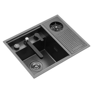 Bar <span class=keywords><strong>noir</strong></span> mat évier de <span class=keywords><strong>cuisine</strong></span> caché tasse rondelle au-dessus du montage lavabo pliant robinet mélangeur 304 Rv évier <span class=keywords><strong>cuisine</strong></span> - Product Image 1