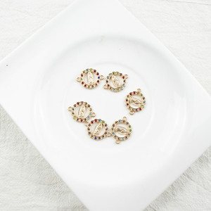 Alaşım emaye kakma Rhinestones bakire Mary Charm haç bağlantı bilezik kolye DIY takı yapma kolye küpe - Product Image 3