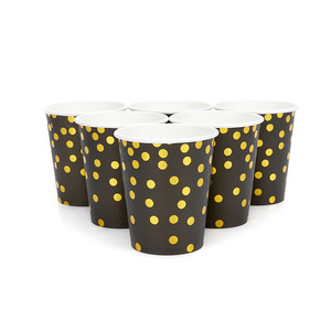Black Gold Dot Design Tableware Set Disposable Paper Plates Cups Napkins Straws Party Tableware Set - Product Image 4