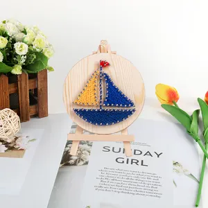 String Art Painting Handmade Diy Children's Sailboat Nails Coiling Threads Painting Making Materials Creative Gifts