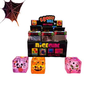 Juguete Antiestrés de Halloween en Forma de Cubo, Juguete Sensorial Suave y Blandito con Caras de Dibujos Animados Espeluznantes, Juguete Colorido para Aliviar el Estrés para Niños - Product Image 1