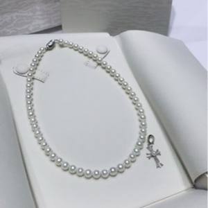 Collier en zircon micro-incrusté et perle d'eau douce, nouvelle arrivée automne-hiver, chaîne de clavicule rétro française avec nœud - Product Image 4