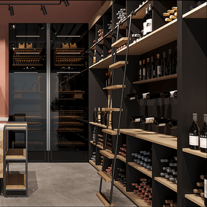 Estante de pared de exhibición de licores de madera <span class=keywords><strong>vintage</strong></span> <span class=keywords><strong>Vitrina</strong></span> vertical de vino grande <span class=keywords><strong>Vitrina</strong></span> de exhibición de vino personalizada de fábrica - Product Image 4