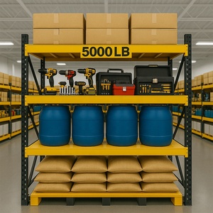 Étagères de rangement robustes en acier et fer à 4 niveaux, revêtement poudré anti-corrosion, hauteur 2000 mm, pour garage et entrepôt - Product Image 5