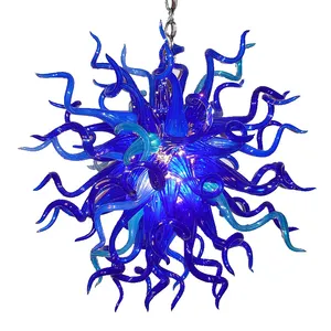 Handmade Murano Glass Chandelier Light Fixture LED Lights Hot Sale Blue Glass Chandeliers Chihuly Style