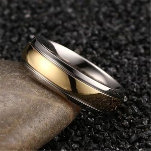 Hign Niche regalos nupciales diamantes de imitación de acero anillo de circón versátil anillo de pareja de compromiso de dos colores al por mayor - Product Image 4