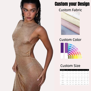 Abiti da donna sexy trasparenti, vestito estivo sottile senza maniche con glitter e spacco, stile coquette, senza schienale, per discoteca e spiaggia, sexy, 2026 - Product Image 1
