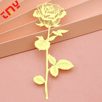 Cadeau d'anniversaire de mariage chinois de luxe personnalisable Marque-page fleur en forme de rose doré avec pompon
