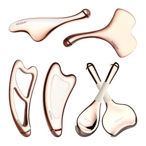 Nuevo 3d masajeador de lujo de oro de 24k de dos cabezas Gua Sha masajeador de ojos energía Solar Nicemay masajeador Facial aceptable 1000pcs - Product Image 1