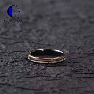 Gentdes Sieraden 4Mm Dome Pijl Houten <span class=keywords><strong>Ring</strong></span> Gewei Whisky Vat Hout Inlay Zwarte Keramische <span class=keywords><strong>Ring</strong></span> Heren Vrouwen Trouwring - Product Image 2