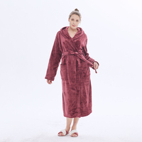 Peignoir Hiver Long Femme Luxe Élégant Grande Taille Confort Doux Chaud en Molleton Polaire Uni pour Adultes