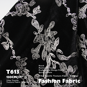 Vải nhung đen thêu tay chất liệu cotton cao cấp, họa tiết vẽ tay tinh tế, dùng cho trang phục thời trang, trang phục sân khấu, trang phục nhà cửa - Product Image 1