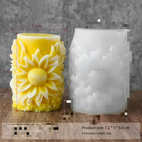 Moules à bougie pilier tournesol 3D Moule à cire en silicone réutilisable pour gâteaux cylindriques à fleurs faits à la main