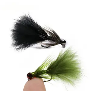 TungstenBead Head Wooly Bugger Streamer Fly Fishing Lures Flash Tinsel Marabou Feather Pike Bass Lure Trout Flies Saltwater Bait