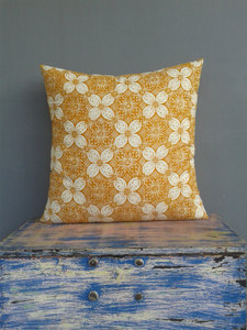 100% Cotton <strong>Mustard</strong> Yellow Floral Block Print Pillow <strong>Cover</strong>, Premium Handmade <strong>Cushion</strong> <strong>Cover</strong> for Sofa Bedroom Decor - Product Image 1