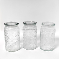 Pot de conservation alimentaire en verre rond, boîte en verre décorative pour la maison, la cuisine, le café, les bonbons, les biscuits, le sucre