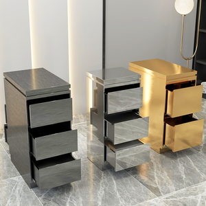Modern Simple Luxury Gold Silver Black Salon Beauty Barber Trolley <b>With</b> Drawers Salon Trolley Hairdressing <b>Stool</b> Salon Furniture - Product Image 3
