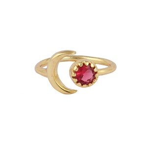 Bague en pierre précieuse iolite empilable plaqué or forme ronde ensemble de broches bague en pierres précieuses bague réglable faite à la main bijoux pour fiançailles - Product Image 3