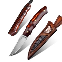 Couteaux Bowie à lame fixe NEWOOTZ faits à la main en acier 14C28N avec étui, manche en bois de fer, couteau de survie et de chasse en plein air