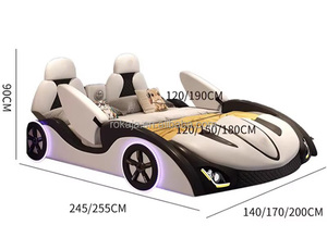 Hot Selling Car-shaped Kid <strong>Bed</strong> Luxury Leather <strong>Cool</strong> Cartoon <strong>Bed</strong> Home Bedroom Double Soft Children's <strong>Bed</strong> With Storage Space - Product Image 6