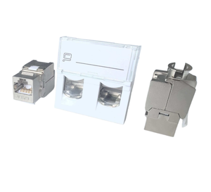 Placa de pared tipo francés con conector Keystone CAT7/<span class=keywords><strong>CAT6A</strong></span>/CAT6 FTP y conector de red hembra RJ45 sin herramientas CAT7/<span class=keywords><strong>CAT6A</strong></span>/CAT6 - Product Image 1