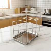 Organisateur de cuisine minimaliste durable de qualité supérieure en acier inoxydable SUS304, porte-couteaux 3-en-1, support pour planche à découper, rangement amovible