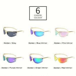 Gafas de Sol Deportivas Polarizadas Punk con Logotipo Personalizado para Hombre y Mujer, Montura Media con Forma de Fuego, Gafas de Ciclismo - Product Image 4