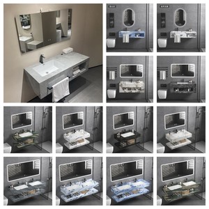 Noir Double Dalle Rock Marbre <span class=keywords><strong>Wc</strong></span> Pierre Sanitaire Salle De Bains Évier En Céramique Lavabo Lavabo Mural Salle De Bains Cabinet Vanité - Product Image 6